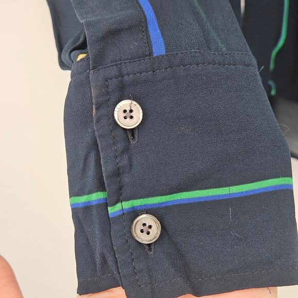 DEREK LAM 10 CROSBY Rainbow Striped Mandarin Collar‎ Blouse Size 8 - Picture 9 of 12